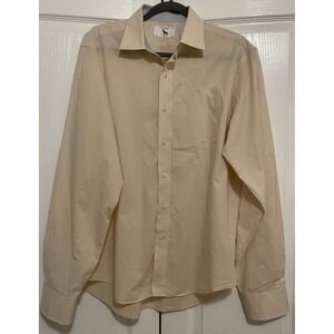 Lorenzo Uomo Button Up Shirt Mens 16 1/2 36/37 Long Sleeve Casual Trim Fit Biege